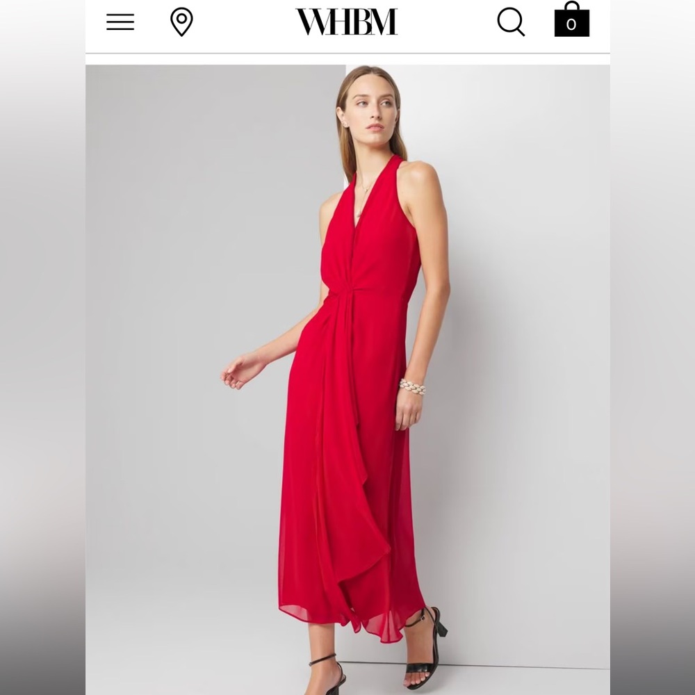 White House Black Market Red Chiffon Dress